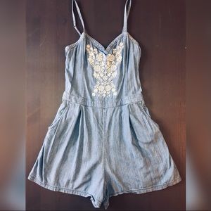 Hollister Denim Wide Leg Cami Romper